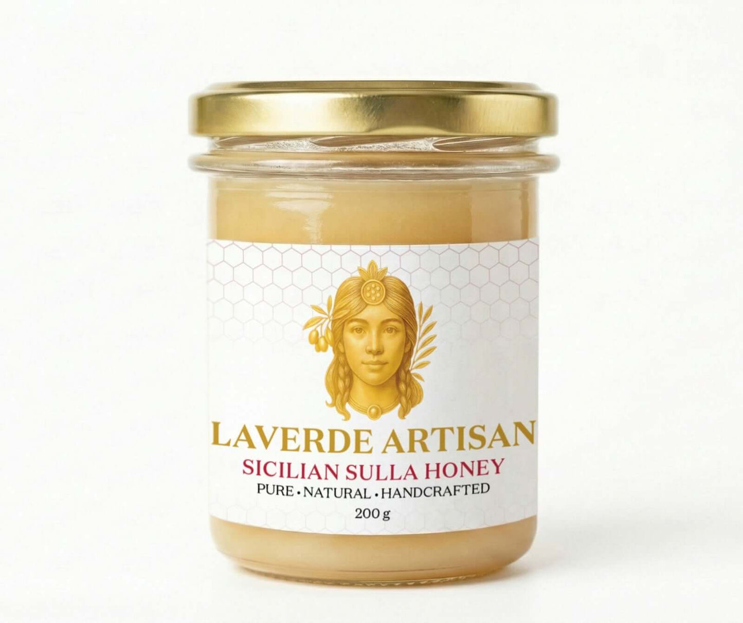 LAVERDE Sulla blossom honey 200g — creamy pale monofloral Sicilian honey with light floral sweetness, perfect for soft cheeses, yoghurt and herbal teas