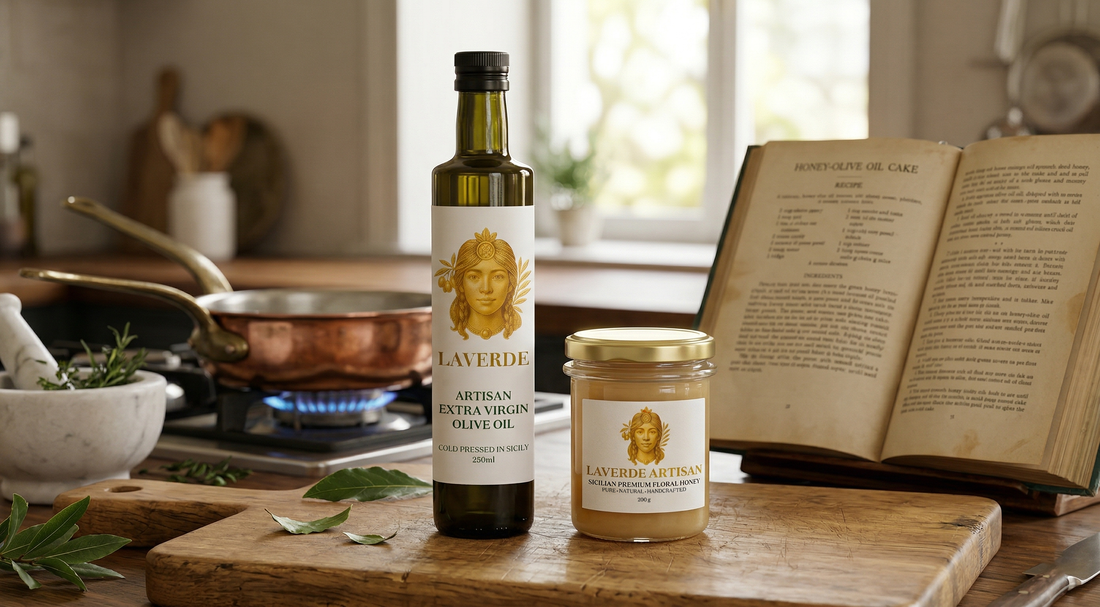 Chef using raw Sicilian honey to sweeten a savoury sauce in a professional kitchen — UK guide to why chefs are replacing refined sugar with artisan honey