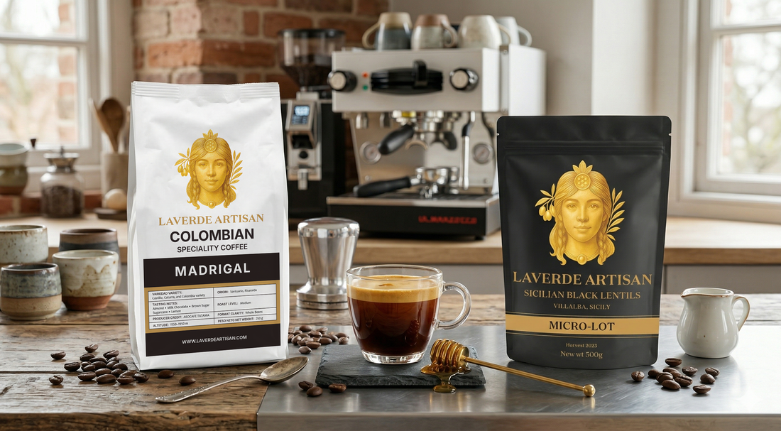 Premium espresso-focused specialty coffee whole beans alongside an espresso machine — UK 2026 artisan guide to perfect espresso beans for home brewing