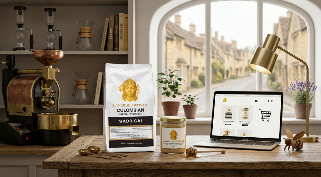 Premium specialty coffee bags from artisan roasters with brewing equipment — UK 2026 buyer's guide to the best places to buy artisan coffee online