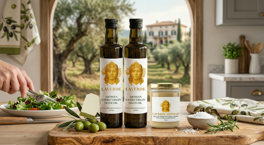 Premium Sicilian extra virgin olive oil being used in a UK home kitchen — 2026 guide to the 5 reasons to switch to quality EVOO
