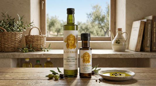 Premium artisan extra virgin olive oil alongside supermarket EVOO brands — UK guide to 10 reasons to ditch supermarket olive oil for good