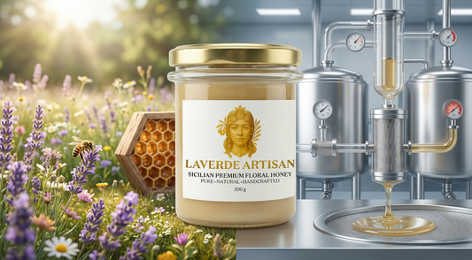 Raw unfiltered honey jar alongside processed commercial honey container — UK 2026 buyer's guide to the 7 real differences between raw and processed