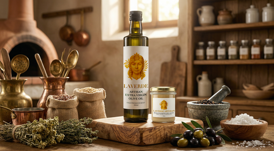 Premium gourmet pantry staples including Sicilian EVOO, raw honey and heritage lentils — UK 2026 essential shopping list for serious home cooks