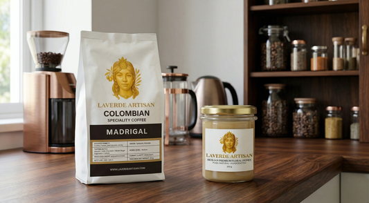 Whole specialty coffee beans being stored in an opaque sealed container — UK expert tips on storing coffee for maximum freshness and flavour preservation