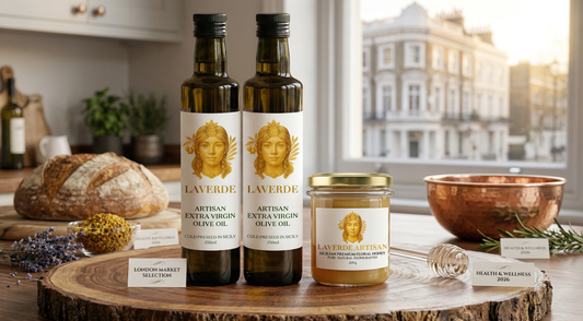 Raw Sicilian honey jar opened on a London breakfast table — UK 2026 guide to why London's quality-conscious shoppers are switching from processed honey