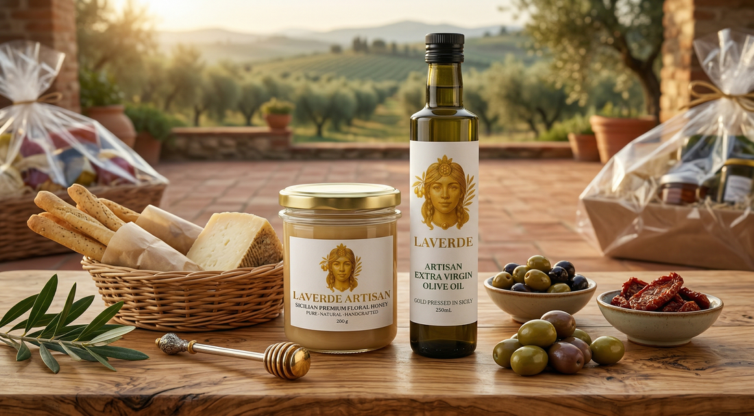 Curated artisan Sicilian food hamper with EVOO, raw honey and gourmet pantry items — UK 2026 guide to why artisan sets beat supermarket hampers