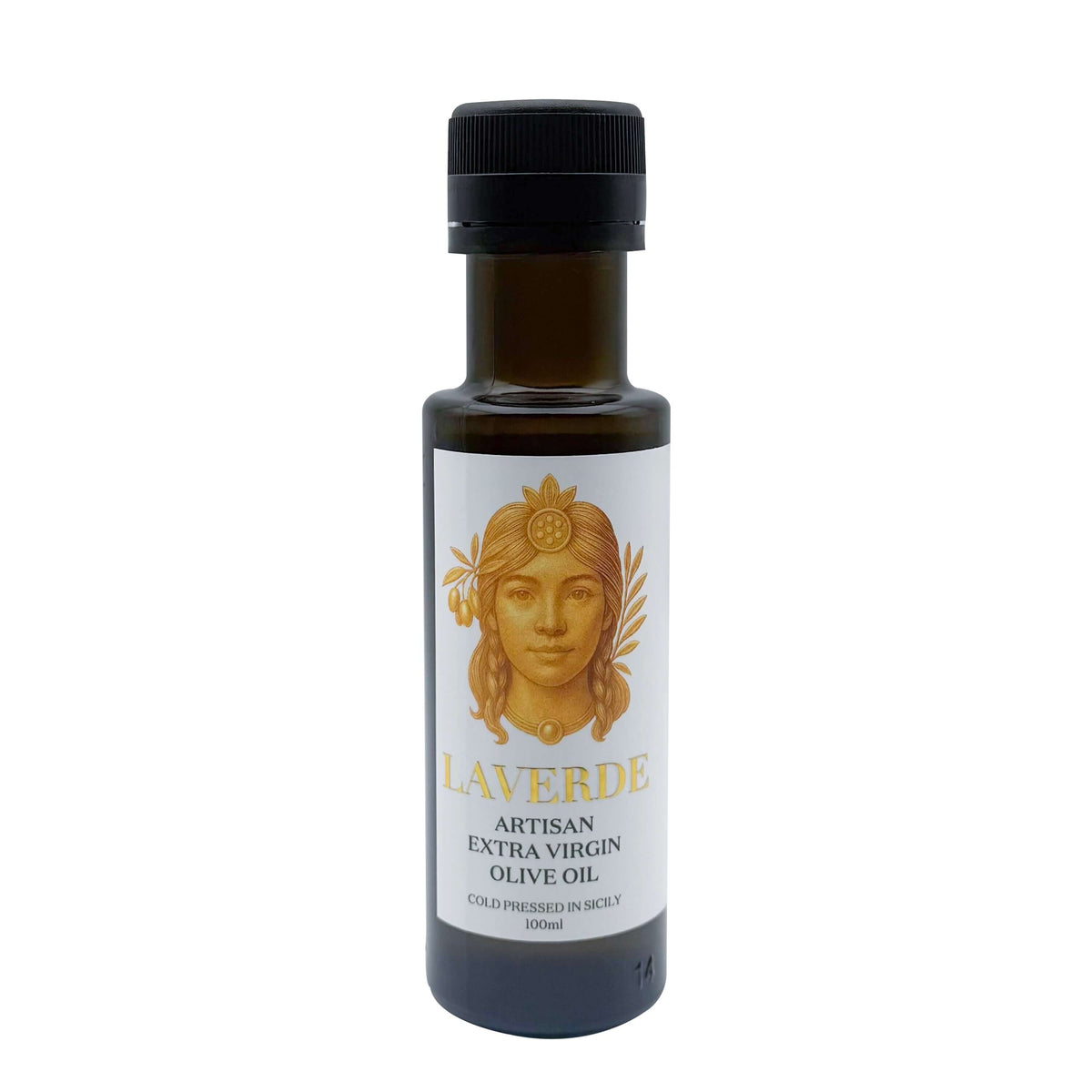 LAVERDE ARTISAN 100ml mini Sicilian Biancolilla extra virgin olive oil bottle — cold-pressed single-estate EVOO travel-size for tastings, hampers and gourmet gifting