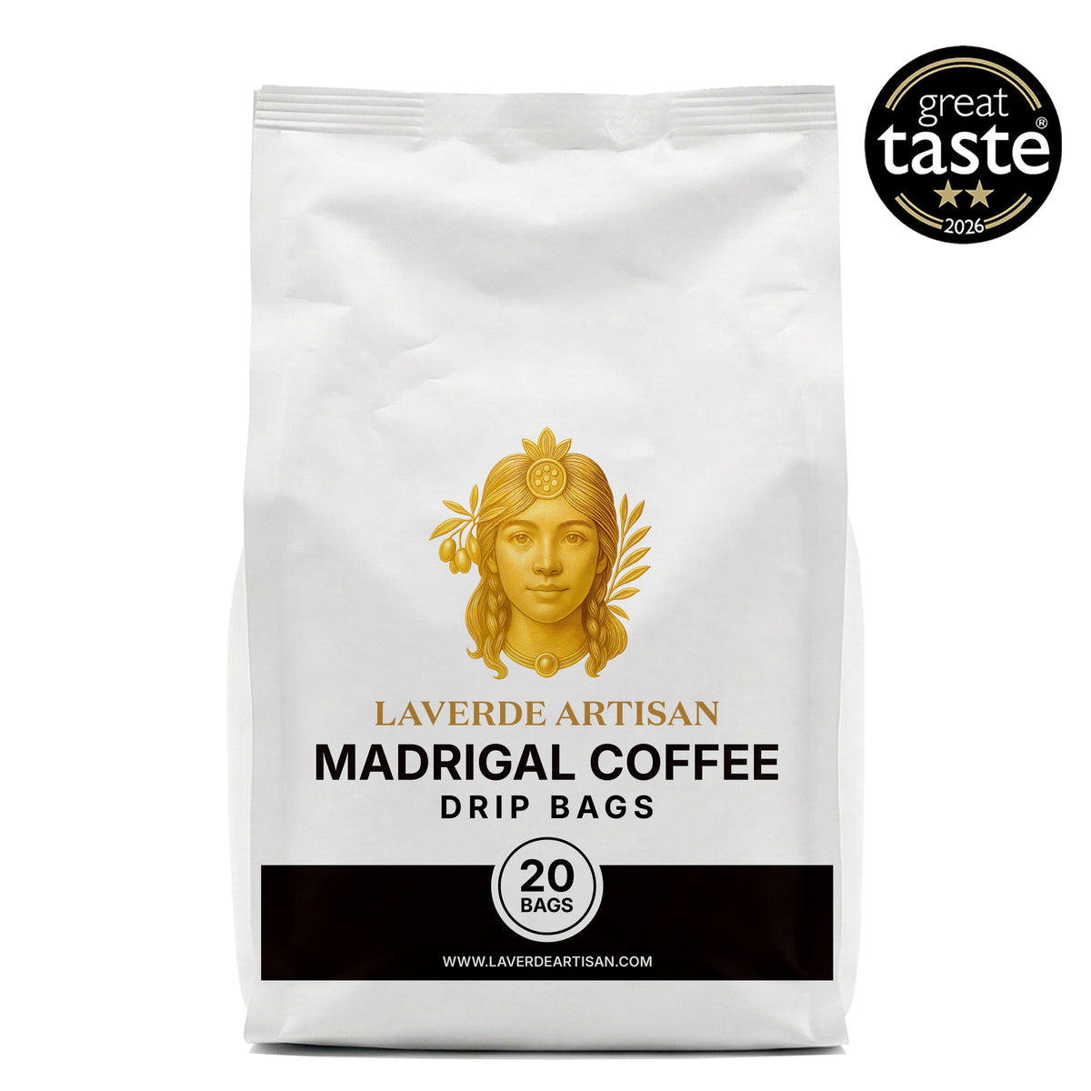 Madrigal Colombian specialty coffee drip bags, 20 pack of 13g single-serve pour-over bags by Laverde Artisan