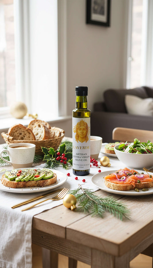 LAVERDE 250ml Sicilian extra virgin olive oil displayed for Christmas — premium cold-pressed Biancolilla EVOO for festive gifting